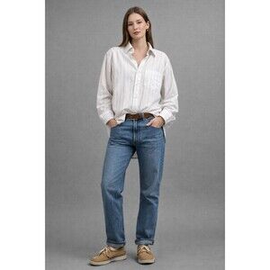 Christian Dior Vintage Shirt 15.5 34/35 White Striped Long Sleeve Designer